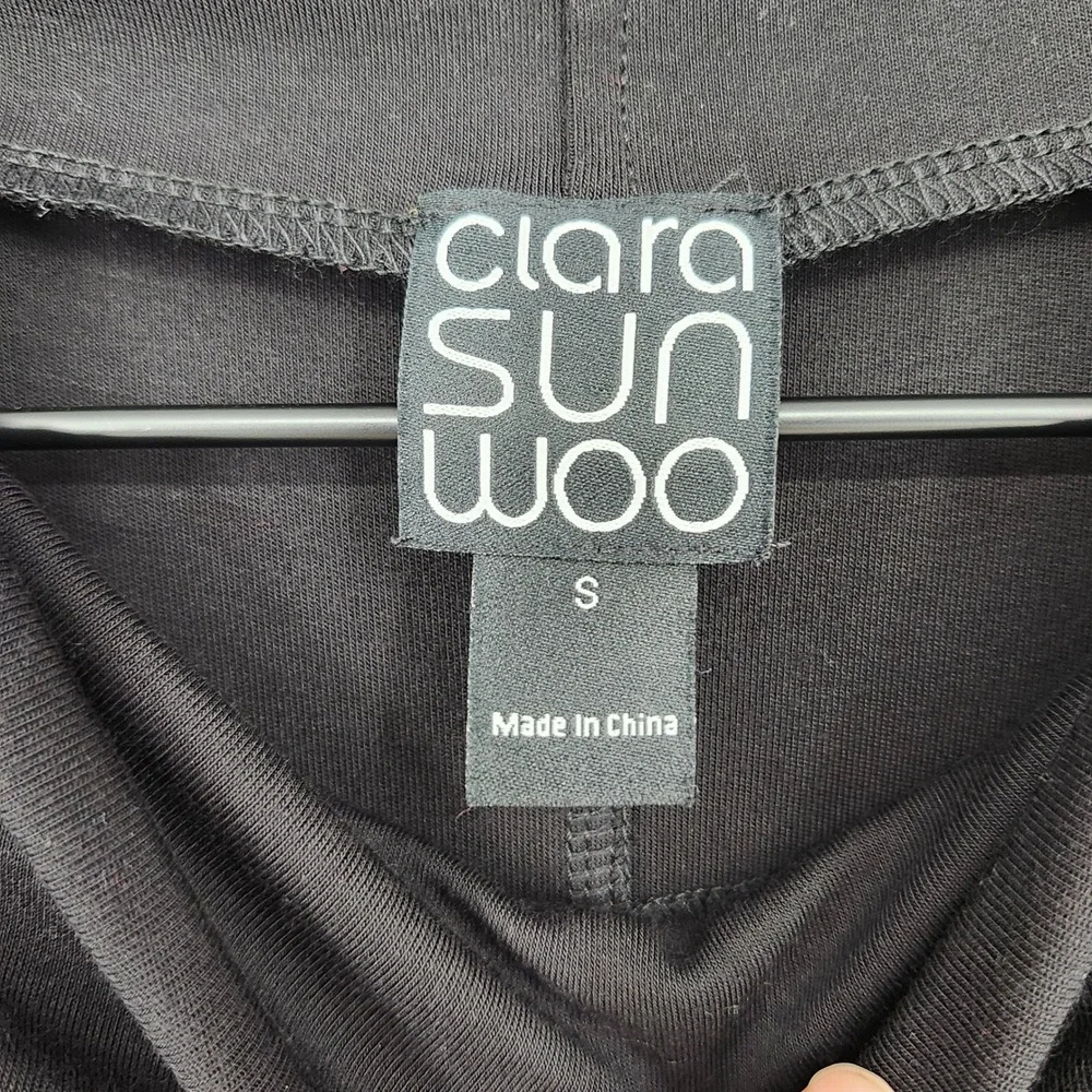 Clara Sun Woo Black‎ Mock Neck Midi Dress Womens Small LBD Contemporary Chic